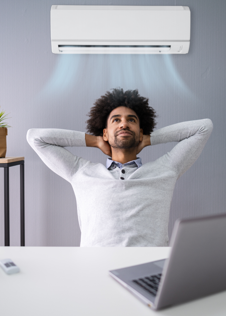 A comfortable indoor workspace with airconditioning